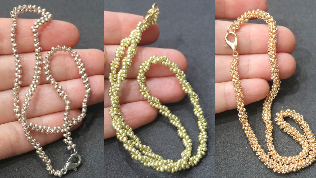 3 IDEAS FOR BEADED NECKLACE CHAINS - YouTube