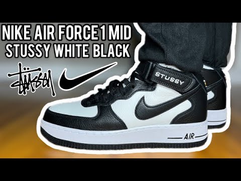 AF1 OF THE YEAR!! STUSSY X NIKE AIR FORCE 1 MID SP ‘BLACK & LIGHT BONE’  REVIEW & ON FEET!