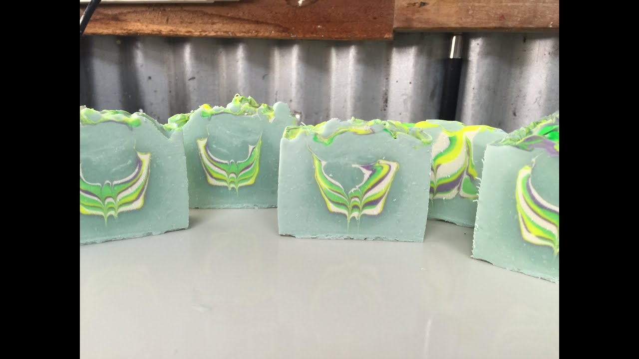 lush clothing feather swirl, cold process soap, lavender and honey