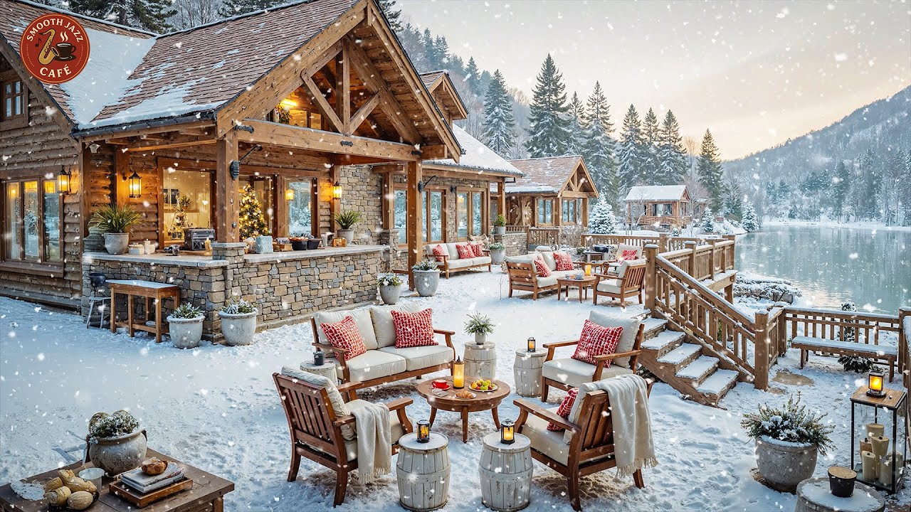 Cozy Wooden Cabin in Forest With Soft Jazz Ambience | Warm Fireplace Space & Jazz for Study, Relax