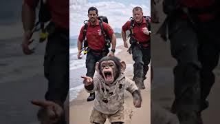 Brave Chimp Saves Shark🐵🦈 Emotional Rescue Story  #pets #animals #shortvideo #shorts