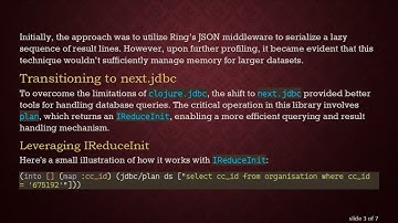 How to Stream JSON using Cheshire with IReduceInit from next.jdbc to HTTP Response using Ring