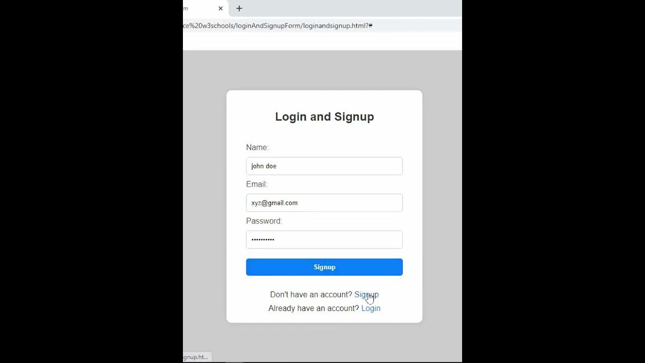 Building login and signup page using html css and javascript #shorts ...