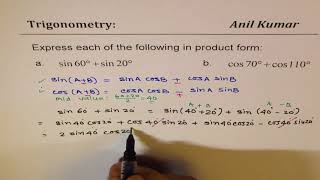 Sum to Product for sin60 + sin 20 using Compound Angle Formula