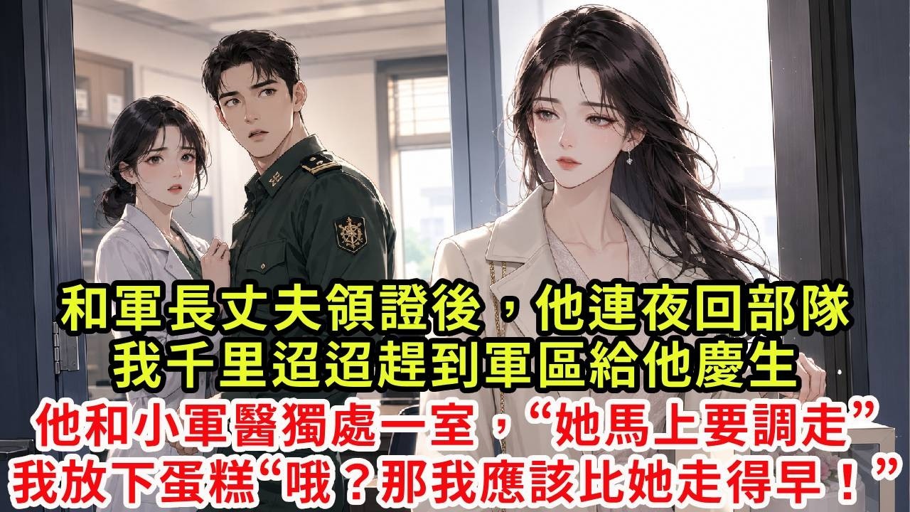 和軍長丈夫易懷山領證後,他連夜回了部隊,我千里迢迢趕到軍區給他慶生,卻發現他和小軍醫獨處一室“你別多想,她馬上就要調走了”我放下蛋糕“哦?那我應該比她走得早!”#復仇#情感#爽文#大女主
