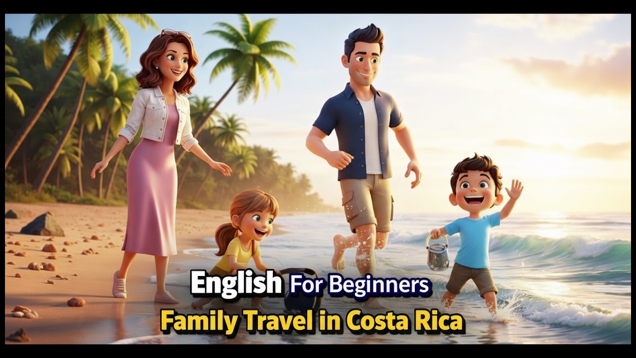 Family Travel in Costa Rica | Easy English Listening Story for Beginners (A1Level)