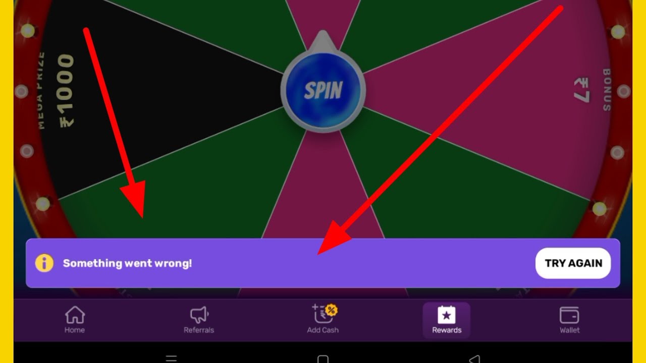 Rush App Spin Problem Something Went Wrong