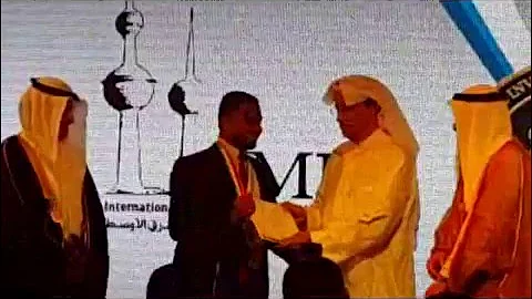International Exhibition of Inventions of Kuwait - اثناء حصولي على الميداليتين الذهبيه