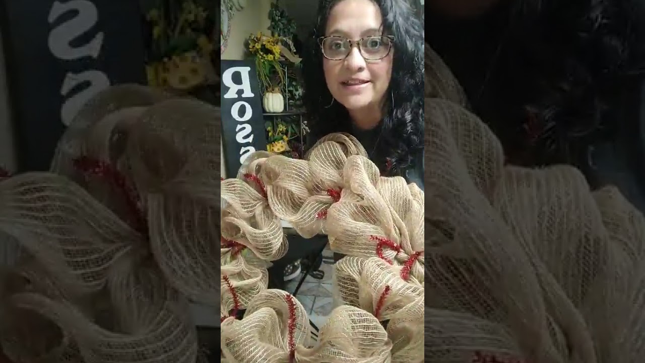 How to Make a Poof and Cruffle or Woodland Ruffle Deco Mesh Wreath using a Wire Base