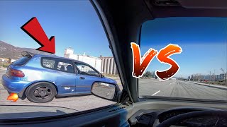 ALL MOTOR B18C TYPE-R CRX VS B18C GSR EG HATCH!