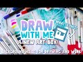 Finally forced to try aquarelle brush pens... UPCRATE ART UNBOXING DRAW WITH ME Ep 23