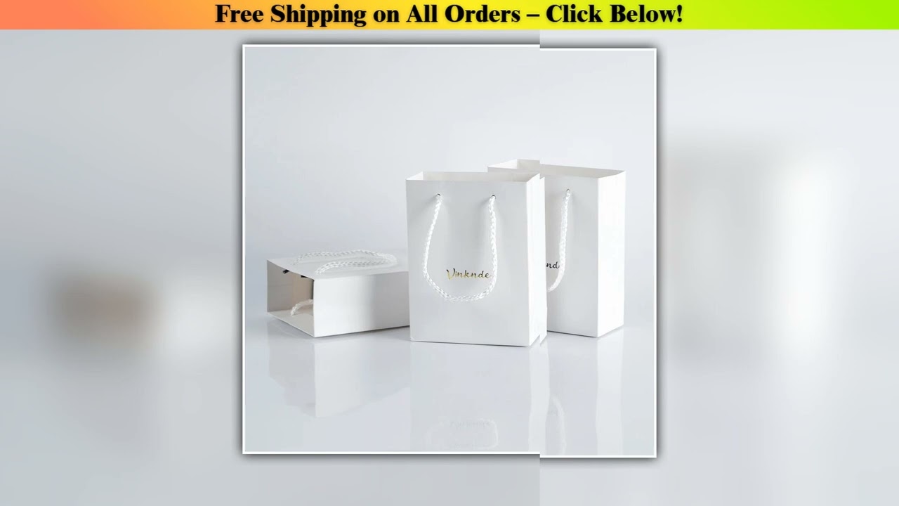 100 Custom Logo Luxury White Paper Tote Bag Brown Kraft Crafts Wax Shopping Food Storage Gift