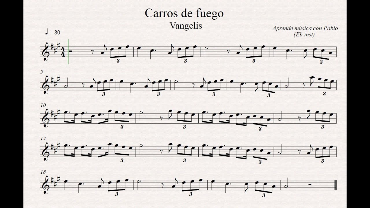 Carros De Fuego Eb Inst Saxo Alto Saxo Baritono Partitura Con Playback Youtube