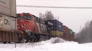 Another Awesome Crew on a Huge Stack Train CN 121 w/DPU at Berry Mills, NB