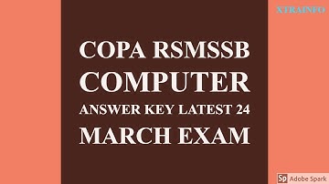 COPA RSMSSB COMPUTER PART ANSWER KEY 24 MARCH 19 LATEST