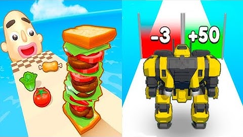 Sandwich Runner Pile Ingredients VS Robo Run - All Levels SpeedRun Gameplay Android iOS Ep1