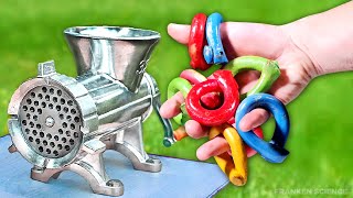 Experiment Colorful Pretzel Vs Meat Grinder