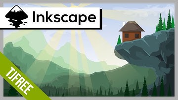 Inkscape | Draw a distant mountain background with sun and sky