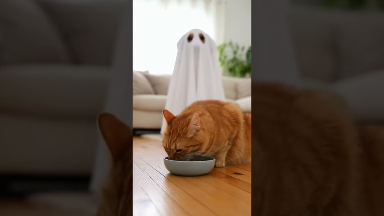 Cat reacts to ghost mask 8 😂 Watch this hilarious surprise 