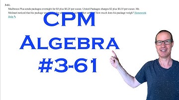 CPM Algebra Chapter 3 Problem 61