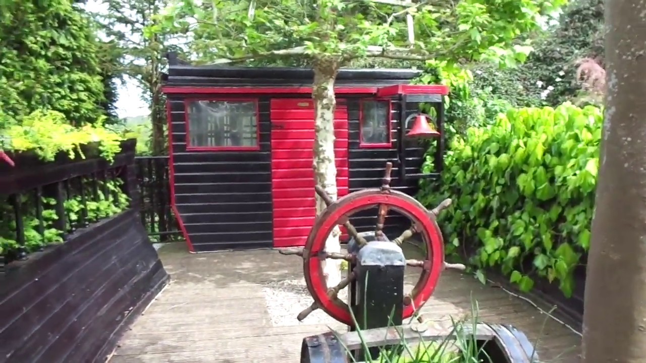 Pirate water feature ship and garden