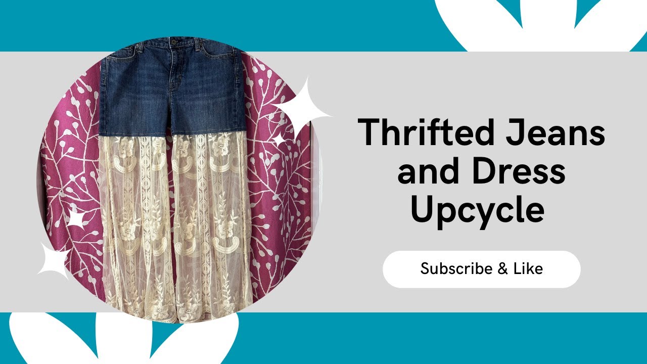 Джинсы и платье, купленные в секонд-хенде, переделаны.