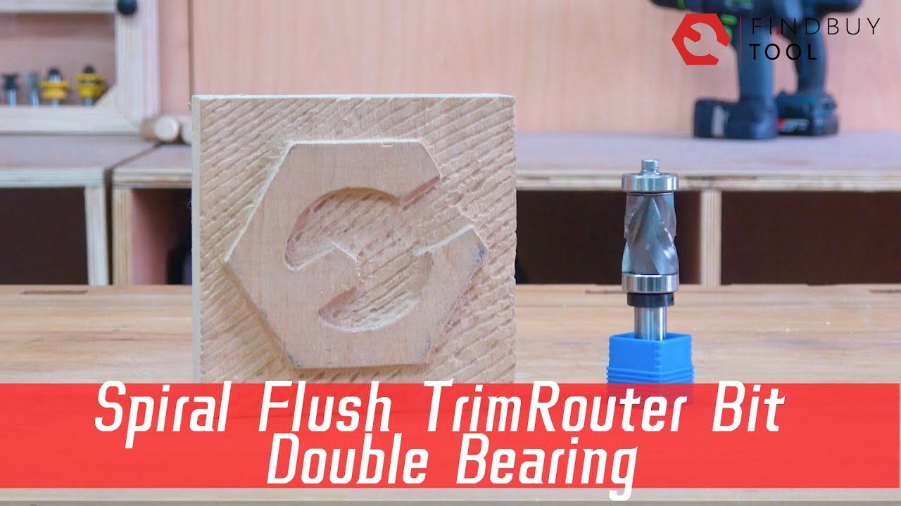 Solid Carbide Spiral Flush Trim Compression Router Bit with Double Bearing