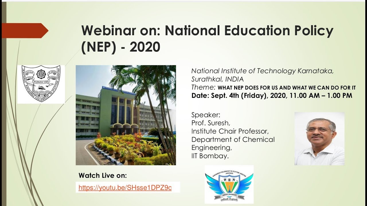 2ND WEBINAR ON National Education Policy (NEP) – 2020 - YouTube