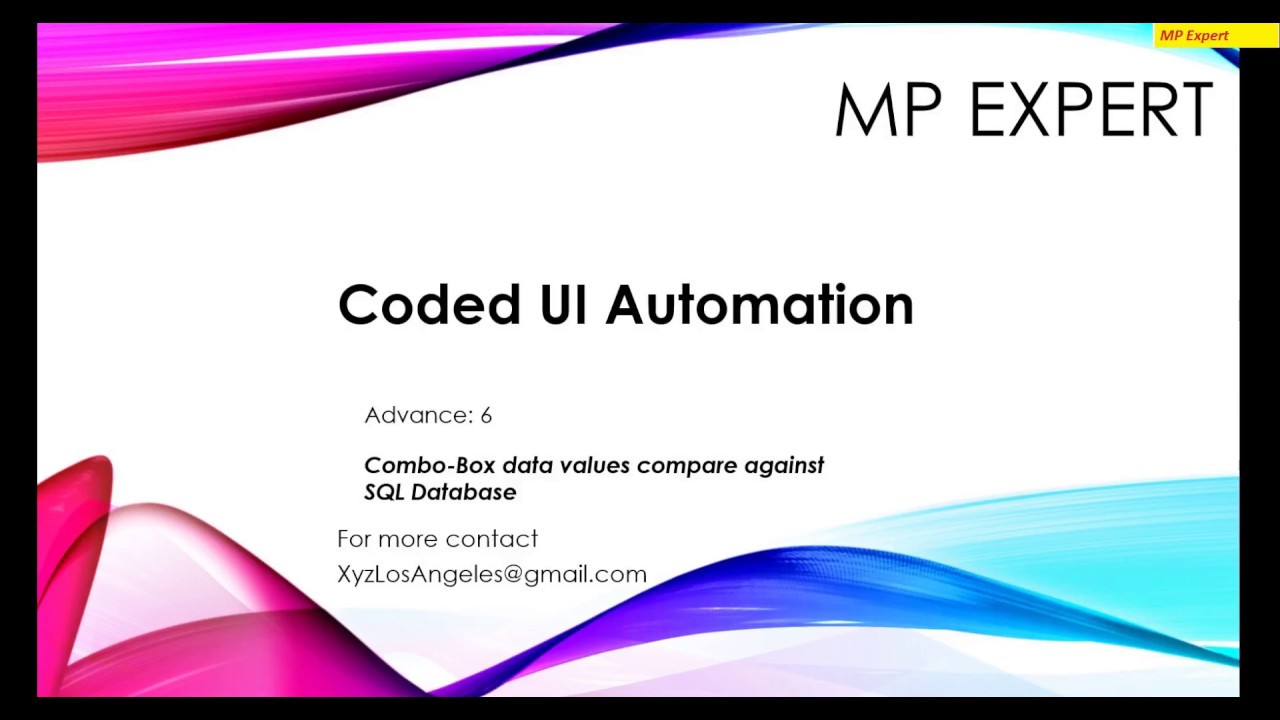 Coded UI Automation Advance #6 (Combo Box value comapre with SQL Database)