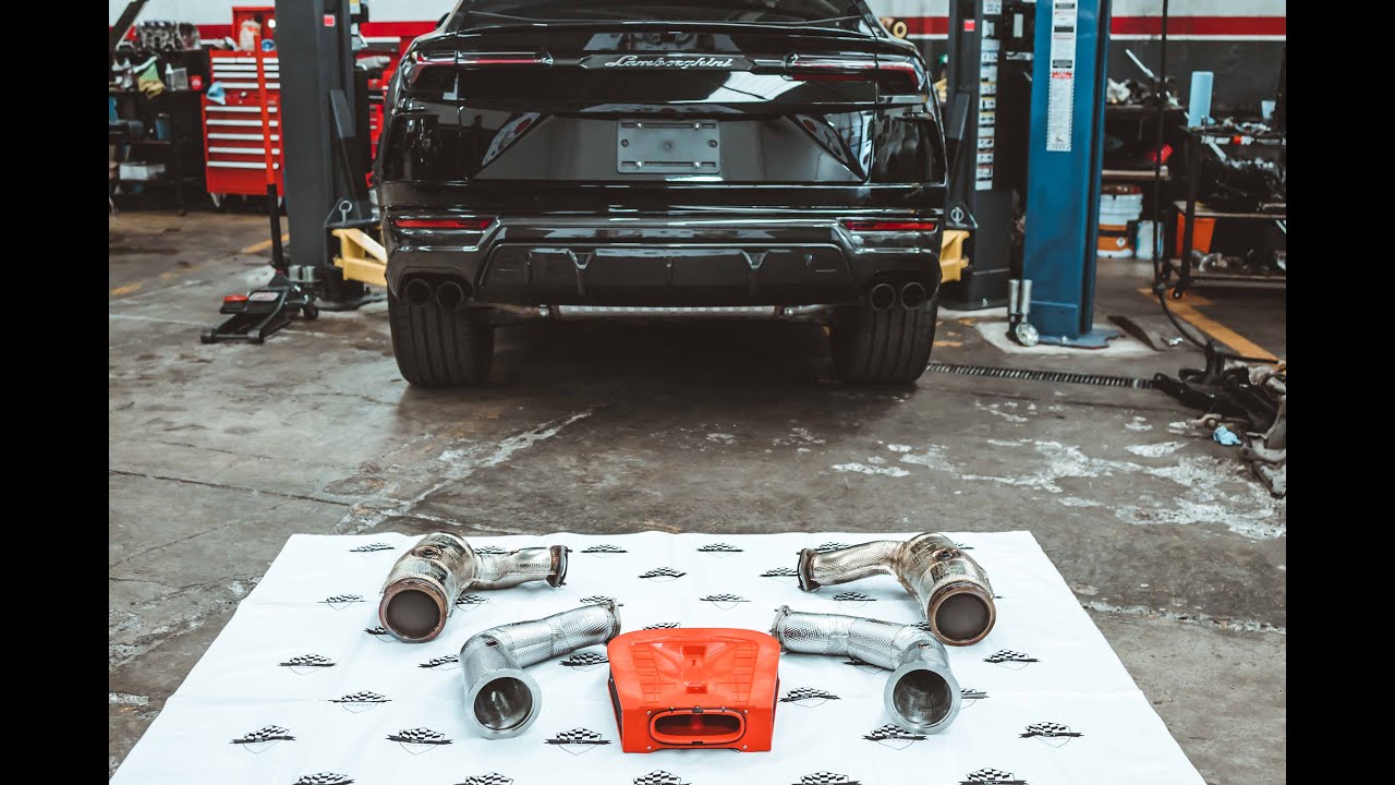 Urus downpipes Red Star Exhaust + filtro de aire BMC YouTube