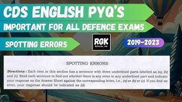 CDS English PYQs for CDS 1 2024 | Spotting Error Questions | 2019-2023