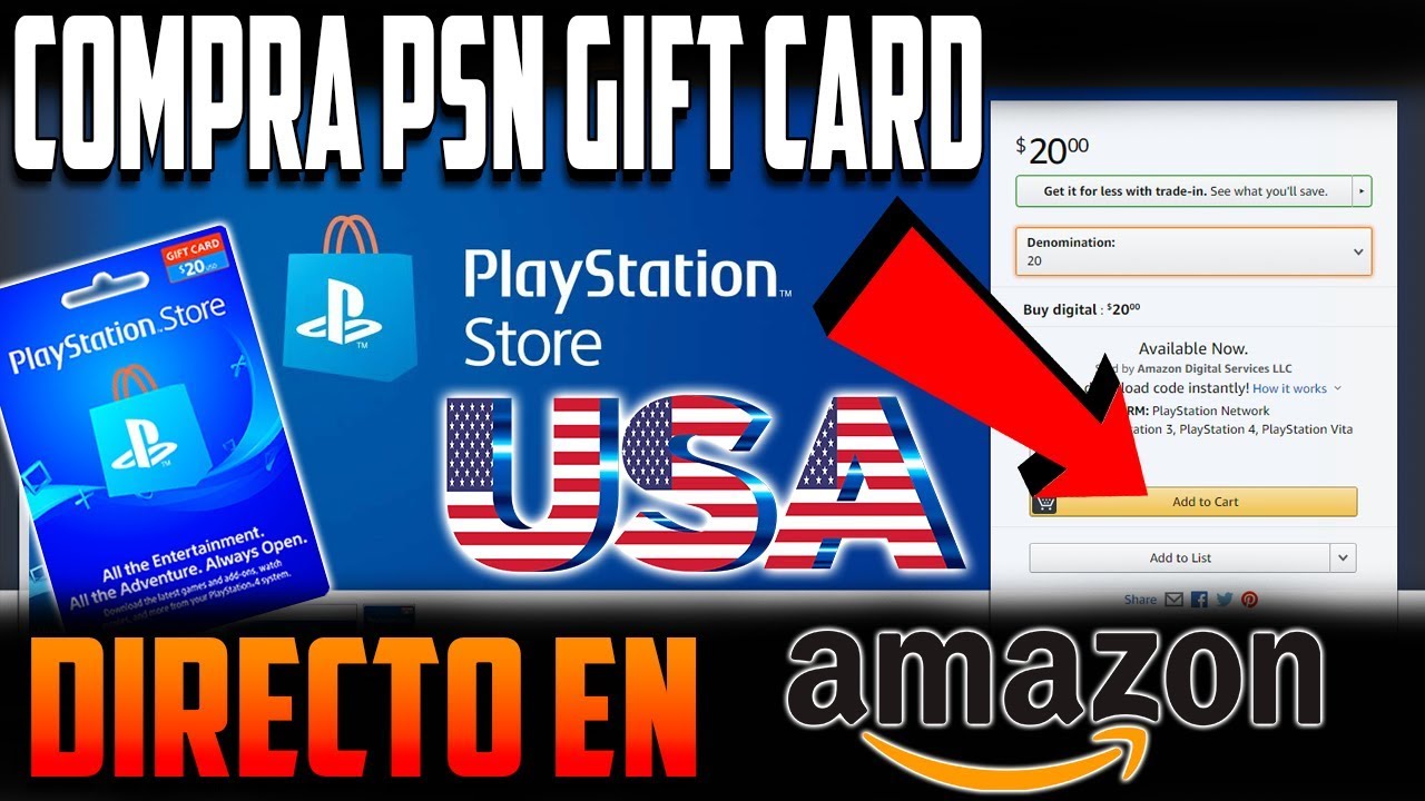 ✓ Como Comprar PSN Gift Card de USA en Amazon para la Store Americana 😜 -  YouTube