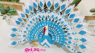Hướng dẫn xếp Công xòe 18 đuôi Origami 3D - Tutorial New Peacock 3D Origami