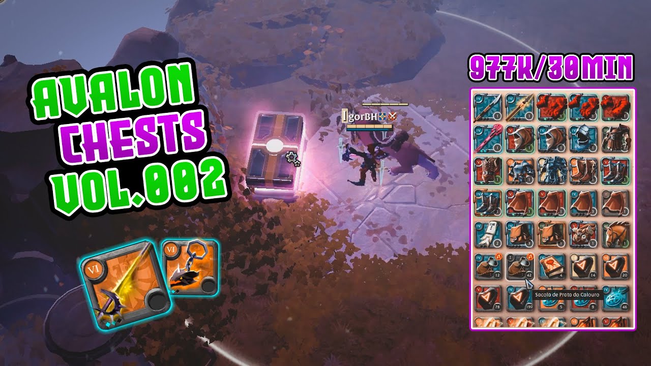 Avalon Chests Vol.002 977k em 30min Bloodeletter build Albion
