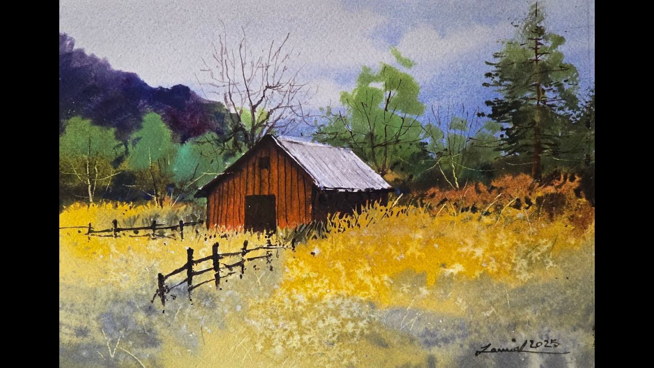 Watercolour Painting Landscape Tutorial - YouTube