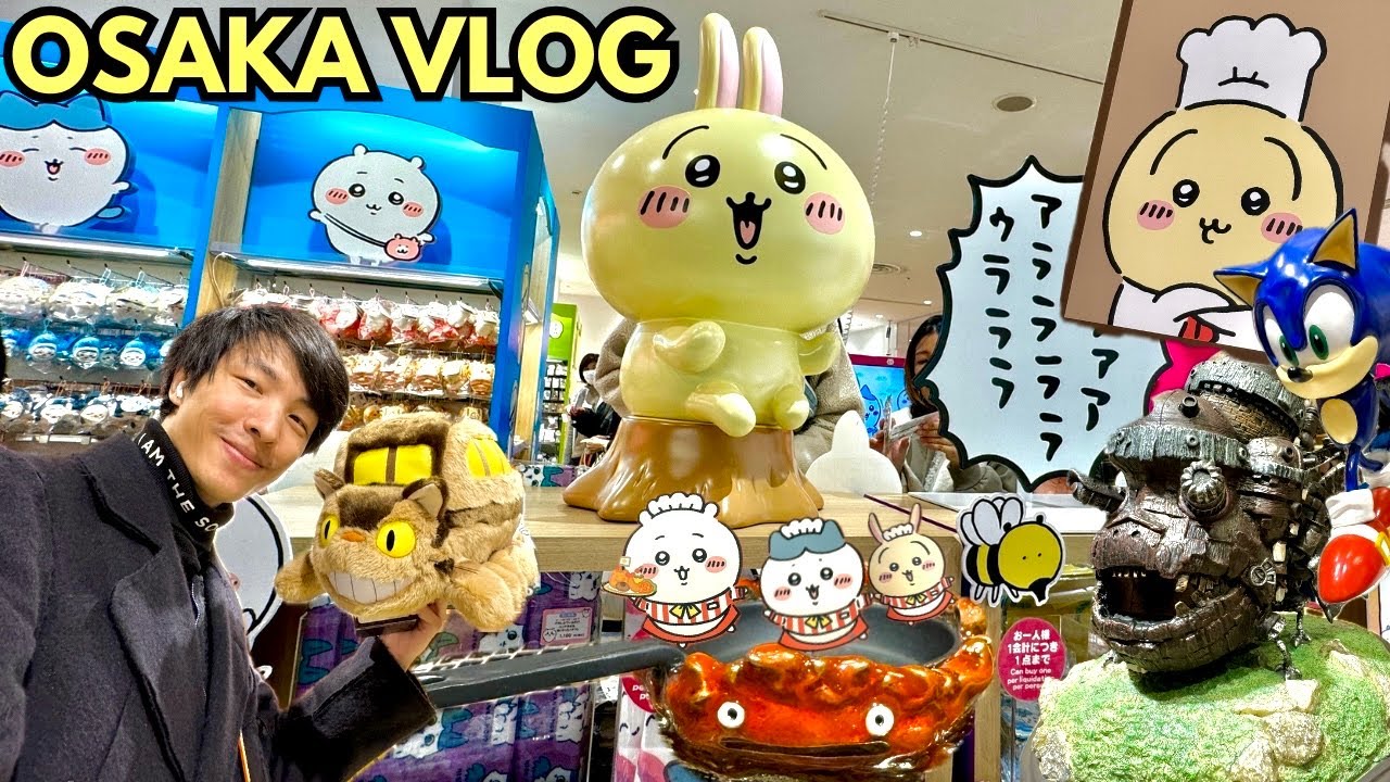 OSAKA VLOG - Ghibli Store, Capcom, Chiikawa, Sonic, Jump Shop, Bandai Gacha & More