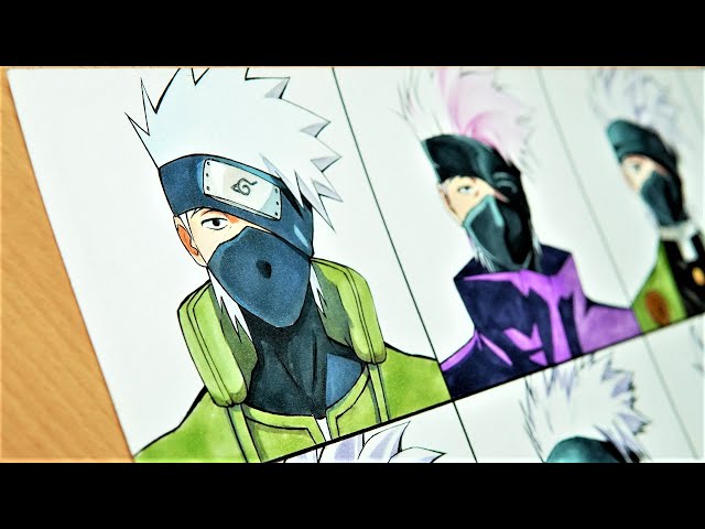 Kakashi of the Sharingan🔥 . . . Materials👇 . Doms colour pencils . Ohuhu  drawing markers . Sakura white gel pen . . . Visi... | Instagram