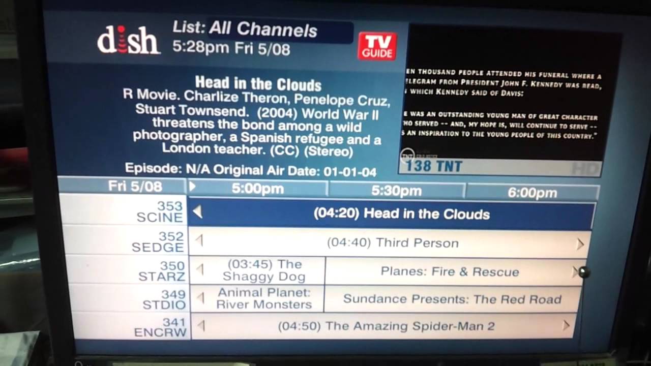 Dish satellite tv channel guide