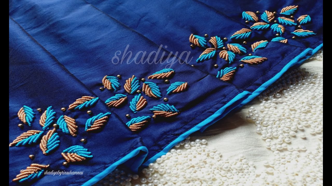 Simple and very easy saree border design with silk thread