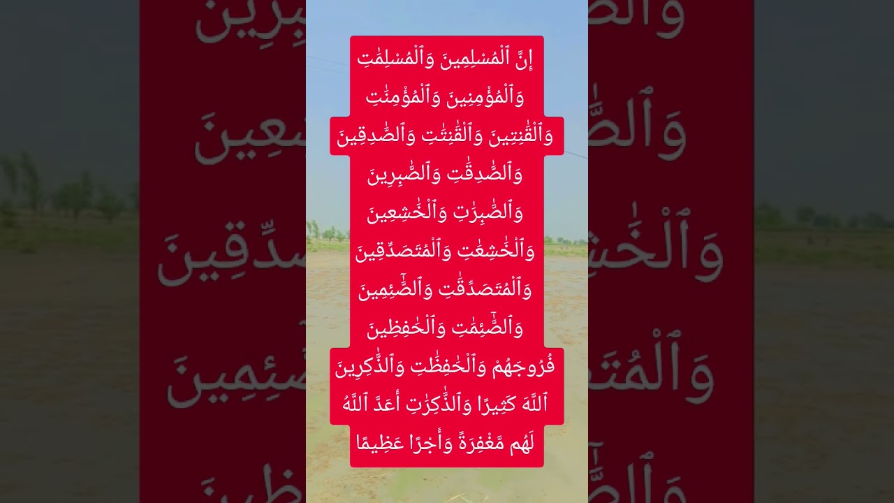 Surah Ahzab Ayat 35 Arabic Text & Translation | Heart Touching Quran Recitation #shorts