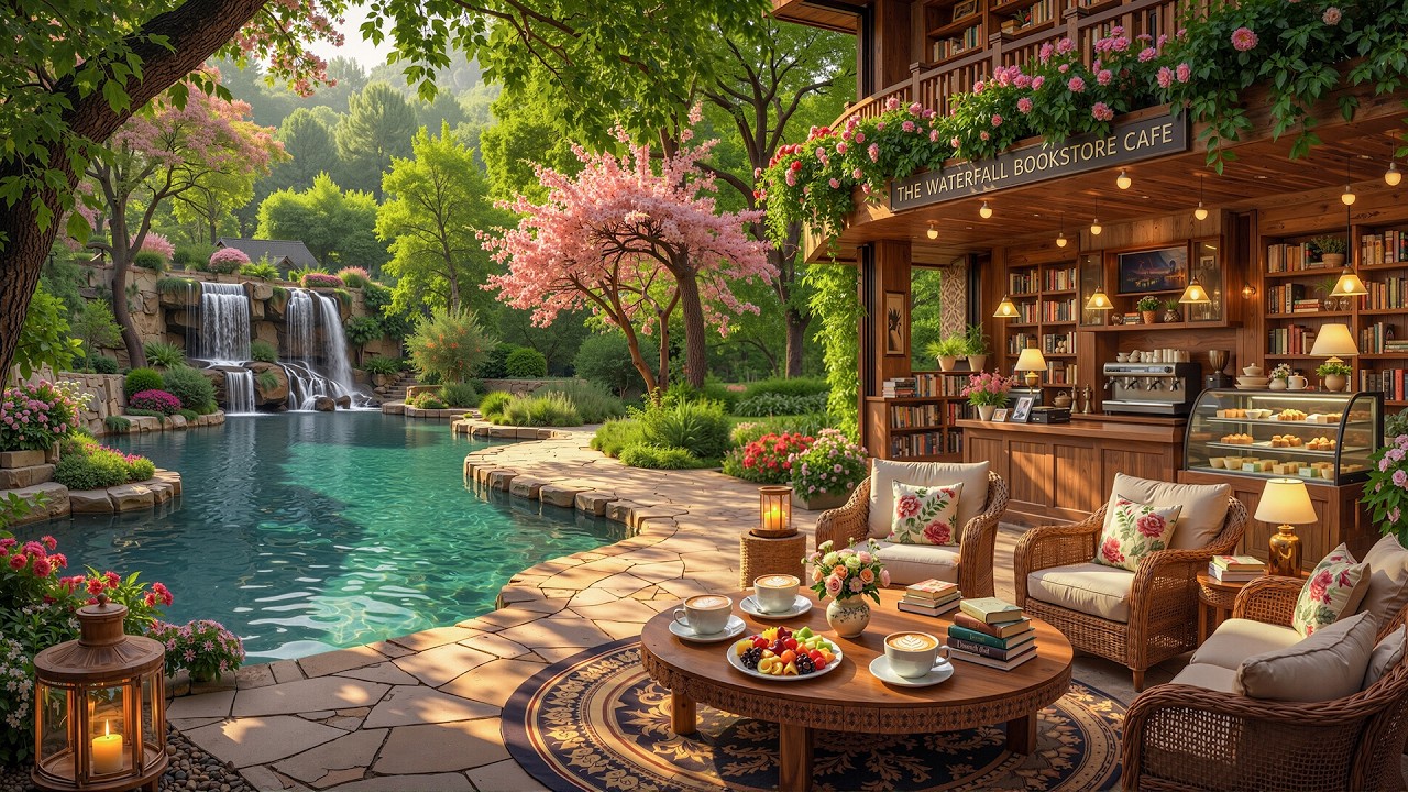 Calm Forest Book & Café Jazz ☕ Relaxing Outdoor Music with Natural Ambience for Work & Study