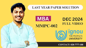 MMPC 002 Last Year Paper Solved |  DEC 2024 IGNOU | FULL VIDEO | PREVIOUS YEAR PAPER