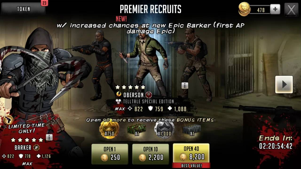 The Walking Dead Road to Survival 5☆ BARKER EPIC PULL ATTEMPT, 4☆ WPN PULL