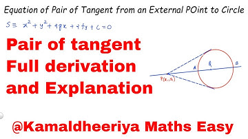 Equation of pair of tangent from an external point to a circle @kamaldheeriya