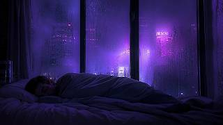 Cyberpunk Sleep Piano 🌆 relaxing music to sleep & rain sounds in Neo-City [1 Hour] screenshot 1