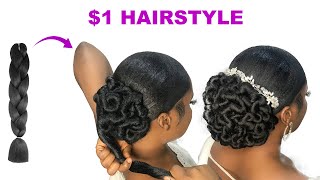 I’M SHOOK!! $1 Bridal Hairstyle Using Braid Extension