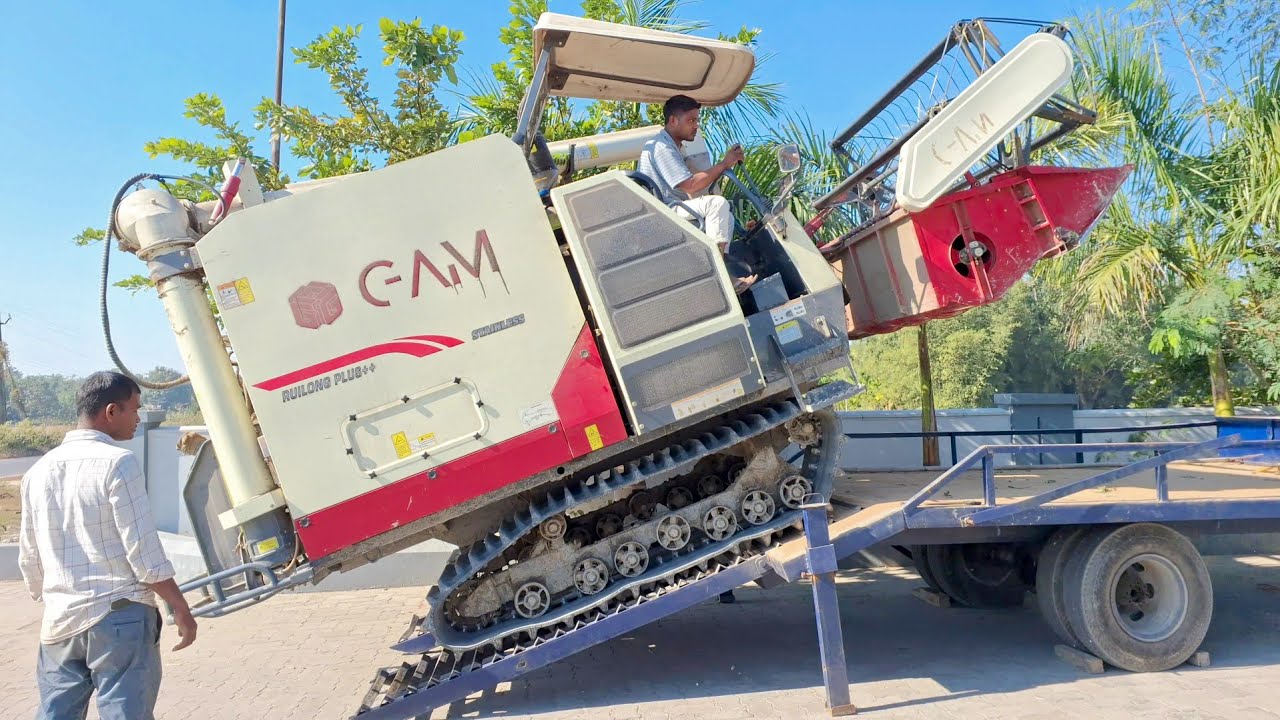 New GAM  Hervester Machine Unloading And Loading From New Holland 4710 Tractor Big Trolley || Dhan