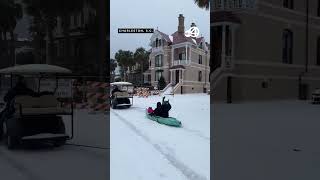 Locals enjoy a rare Charleston snow day