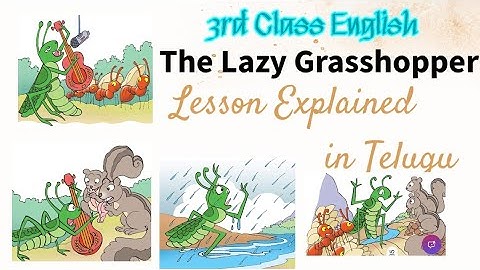 The Lazy Grasshopper Lesson Explained in Telugu - 3rd Class English - Grammar Vocabulary Reading