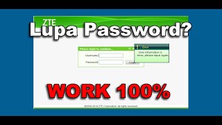 Cara Mengatasi Lupa Password Login Modem ZTE F609 INDIHOME